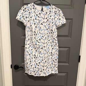 Draper James Blue and White Floral Dress Cutoff Size 4